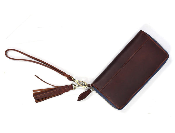 Victoria Leather Clutch - Walnut Brown - Aaron Leather Goods Inc