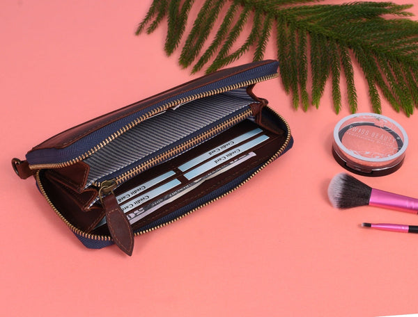 Victoria Leather Clutch - Walnut Brown - Aaron Leather Goods Inc