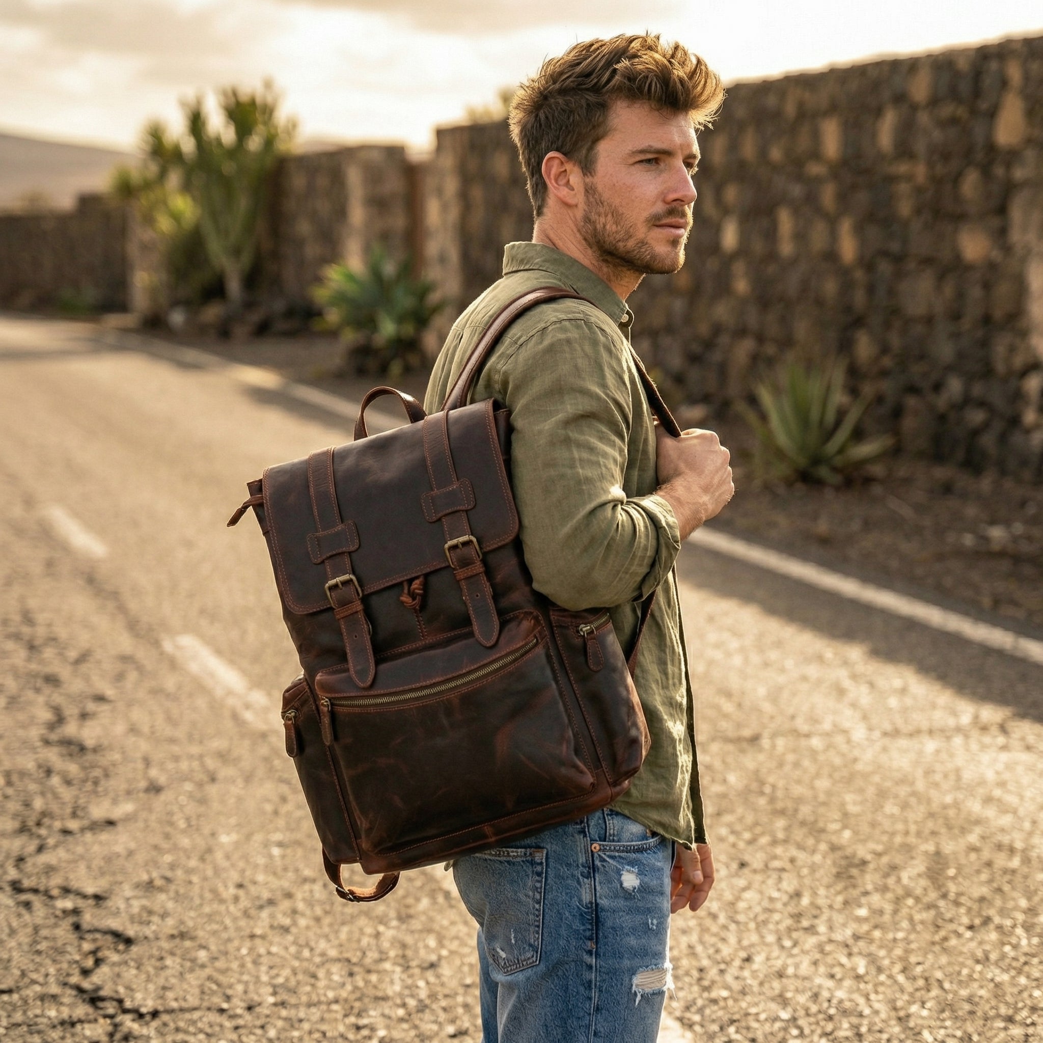Vintage Full-Grain Leather Backpack – Travel, Work & Laptop Bag Vintage Full-Grain Leather Backpack – Travel, Work & Laptop Bag