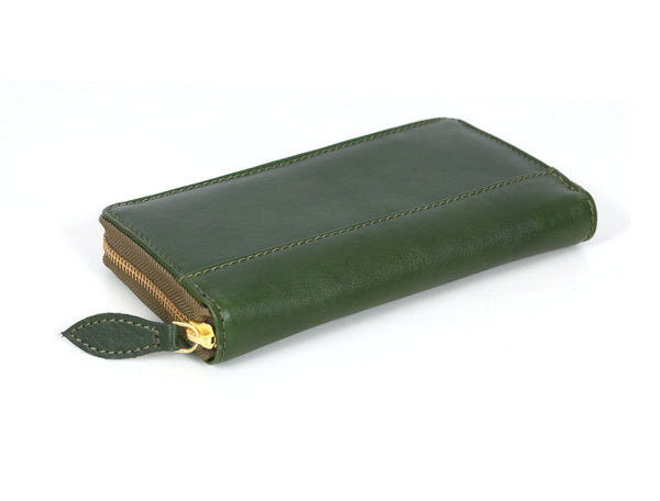 Vintage Full - Grain Leather Zip Wallet | Compact Travel Wallet for Men & Women - Aaron Leather Goods