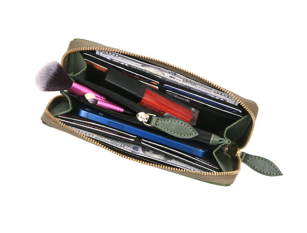 Vintage Full - Grain Leather Zip Wallet | Compact Travel Wallet for Men & Women - Aaron Leather Goods