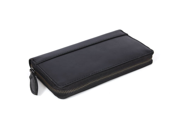 Vintage Full - Grain Leather Zip Wallet | Compact Travel Wallet for Men & Women - Aaron Leather Goods