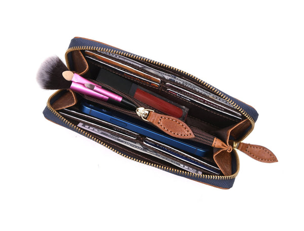 Vintage Full - Grain Leather Zip Wallet | Compact Travel Wallet for Men & Women - Aaron Leather Goods