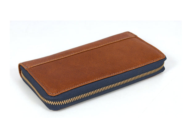 Vintage Full - Grain Leather Zip Wallet | Compact Travel Wallet for Men & Women - Aaron Leather Goods