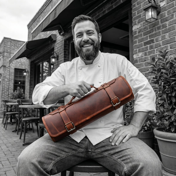 Vintage Leather Knife Roll Bag – Chef Knife Storage & Travel Case - Aaron Leather Goods Inc