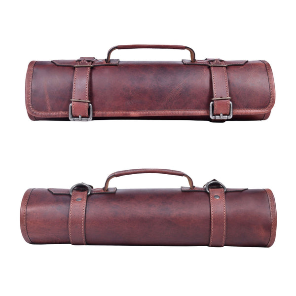 Vintage Leather Knife Roll Bag – Chef Knife Storage & Travel Case - Aaron Leather Goods Inc