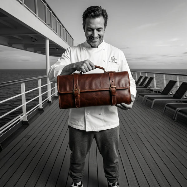 Vintage Leather Knife Roll Bag – Handmade Chef Knife Storage & Travel Case - Aaron Leather Goods Inc