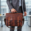 Vintage Full-Grain Leather Messenger Bag – Rustic Laptop Satchel for Work & Travel