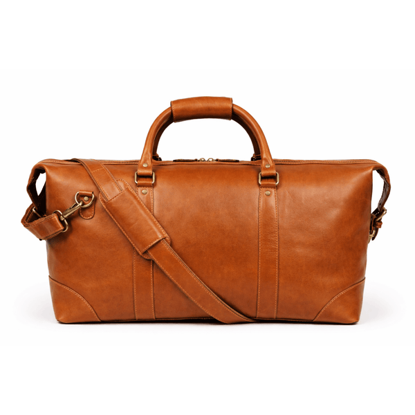 Vintage Tan Leather Duffle Bag for Men & Women - Aaron Leather Goods Inc