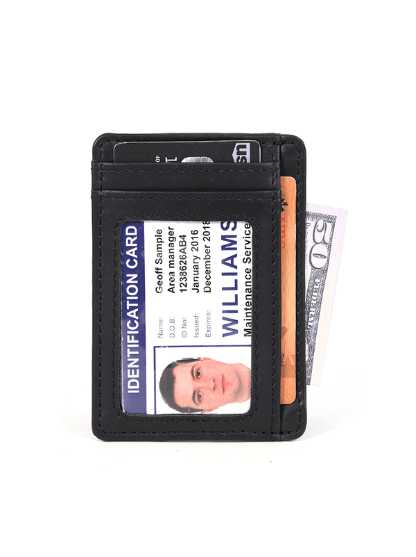 Utrera Leather Credit Card Holder - Black - Aaron Leather Goods