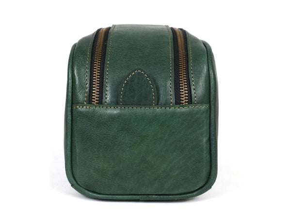 Omaha Leather Toiletry Bag - Pine Green - Aaron Leather Goods
