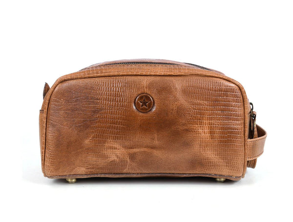 Omaha Leather Toiletry Bag - Copper Brown - Aaron Leather Goods