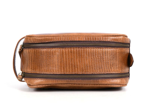 Omaha Leather Toiletry Bag - Copper Brown - Aaron Leather Goods