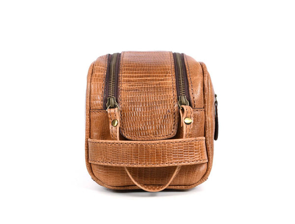 Omaha Leather Toiletry Bag - Copper Brown - Aaron Leather Goods