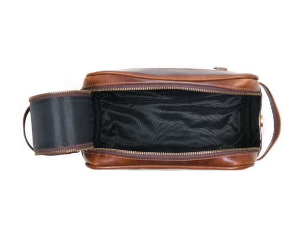 Omaha Leather Toiletry Bag - Hickory Brown - Aaron Leather Goods