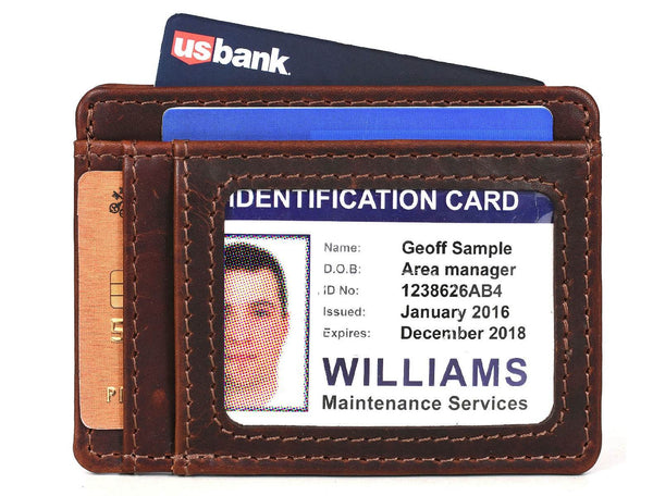 Utrera Leather Credit Card Holder - Walnut Brown - Aaron Leather Goods