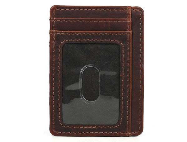 Utrera Leather Credit Card Holder - Walnut Brown - Aaron Leather Goods