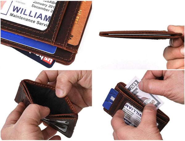 Utrera Leather Credit Card Holder - Walnut Brown - Aaron Leather Goods