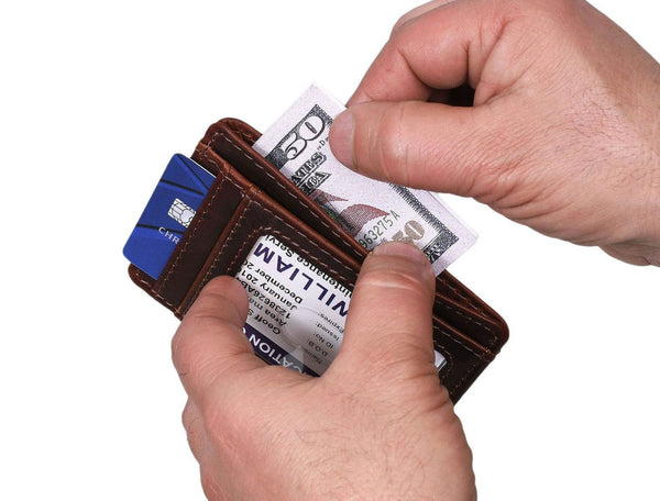 Utrera Leather Credit Card Holder - Walnut Brown - Aaron Leather Goods
