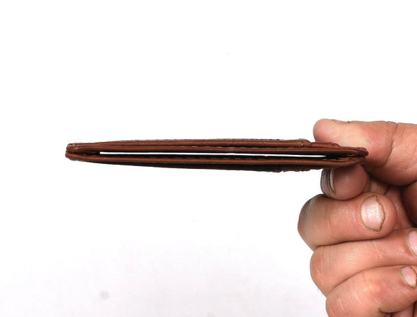 Utrera Leather Credit Card Holder - Walnut Brown - Aaron Leather Goods