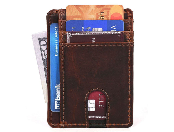 Utrera Leather Credit Card Holder - Walnut Brown - Aaron Leather Goods