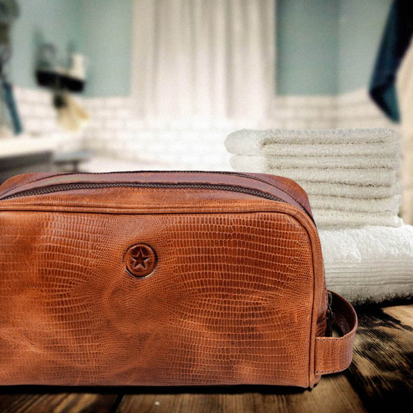 Tampa Leather Toiletry Bag - Copper Brown - Aaron Leather Goods