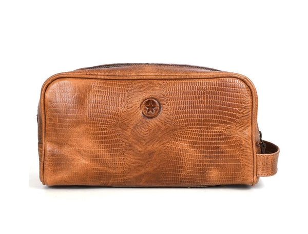 Tampa Leather Toiletry Bag - Copper Brown - Aaron Leather Goods