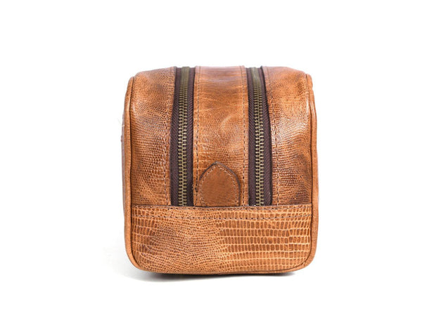 Tampa Leather Toiletry Bag - Copper Brown - Aaron Leather Goods