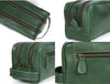 Tampa Leather Toiletry Bag - Fossil Green - Aaron Leather Goods