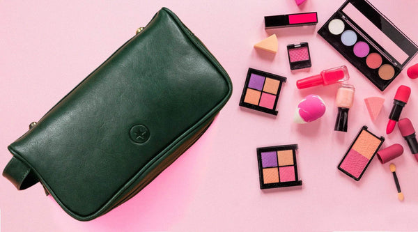 Tampa Leather Toiletry Bag - Fossil Green - Aaron Leather Goods