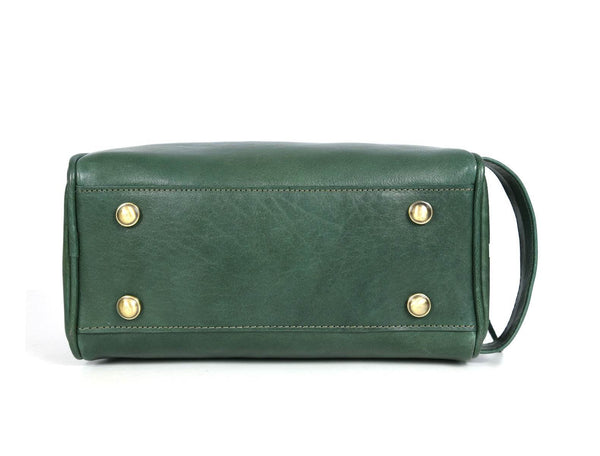 Tampa Leather Toiletry Bag - Fossil Green - Aaron Leather Goods