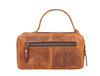 Manresa Leather Toiletry Bag - Caramel Brown - Aaron Leather Goods