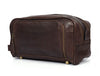 Barcelona Leather Toiletry Bag - Walnut Brown - Aaron Leather Goods