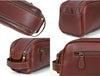 Omaha Leather Toiletry Bag - Pecan Brown - Aaron Leather Goods