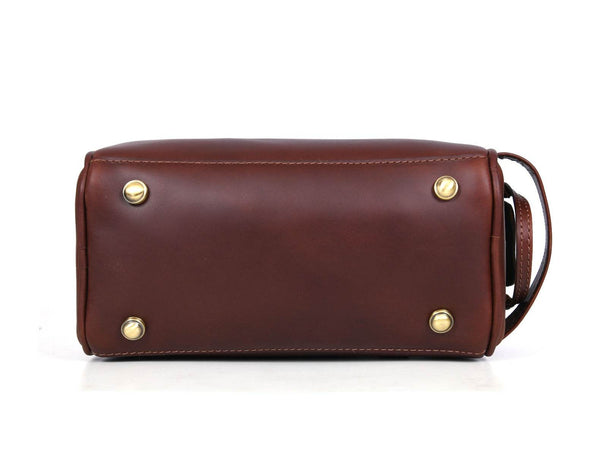 Omaha Leather Toiletry Bag - Pecan Brown - Aaron Leather Goods