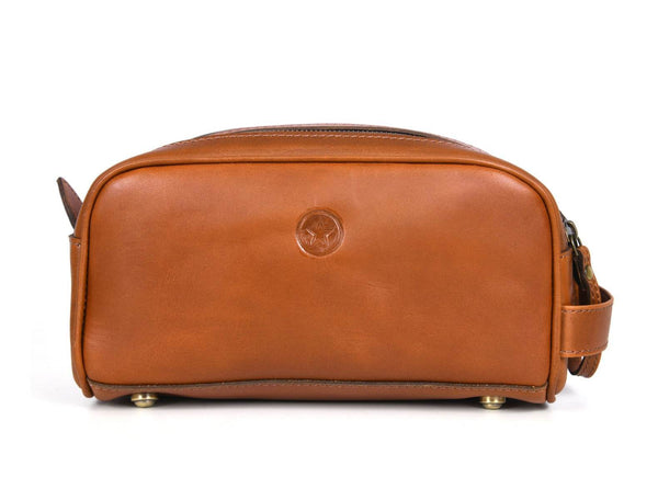 Omaha Leather Toiletry Bag - Cinnamon Brown - Aaron Leather Goods