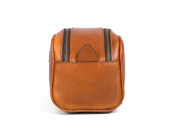 Omaha Leather Toiletry Bag - Cinnamon Brown - Aaron Leather Goods