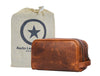 Tampa Leather Toiletry Bag - Caramel Brown - Aaron Leather Goods