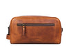 Tampa Leather Toiletry Bag - Caramel Brown - Aaron Leather Goods