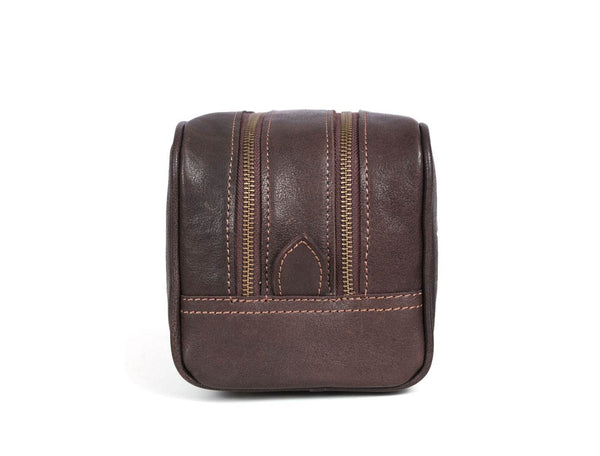 Tampa Leather Toiletry Bag - Hickory Brown - Aaron Leather Goods