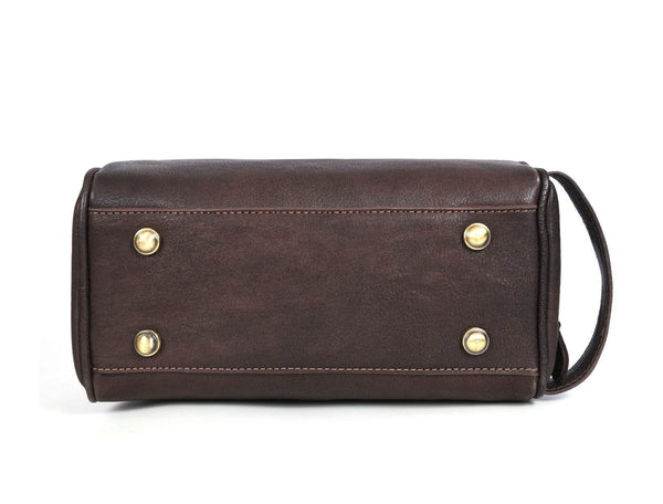 Tampa Leather Toiletry Bag - Hickory Brown - Aaron Leather Goods