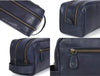 Tampa Leather Toiletry Bag - Navy Blue - Aaron Leather Goods
