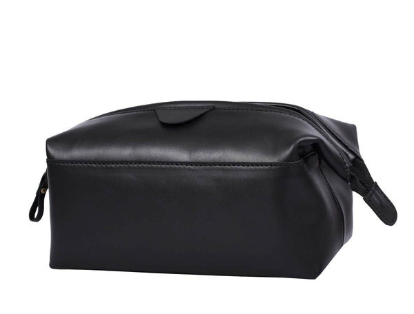 Normandy Leather Toiletry Bag - Raven Black - Aaron Leather Goods