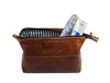 Normandy Leather Toiletry Bag - Caramel Brown - Aaron Leather Goods