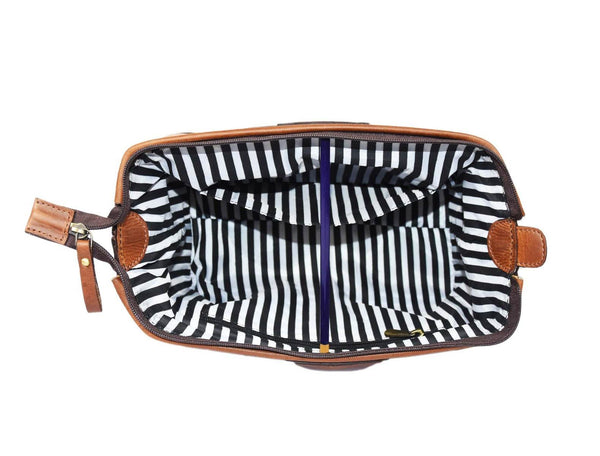 Normandy Leather Toiletry Bag - Caramel Brown - Aaron Leather Goods