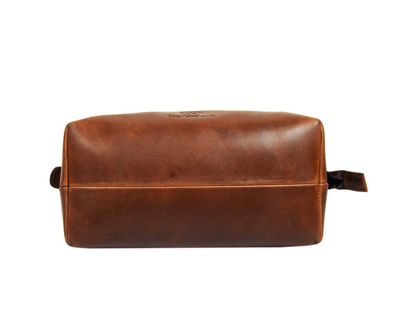 Normandy Leather Toiletry Bag - Caramel Brown - Aaron Leather Goods