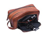 Barcelona Leather Toiletry Bag - Caramel Brown - Aaron Leather Goods