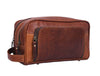 Barcelona Leather Toiletry Bag - Caramel Brown - Aaron Leather Goods