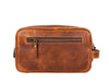 Vacone Leather Toiletry Bag - Caramel Brown - Aaron Leather Goods
