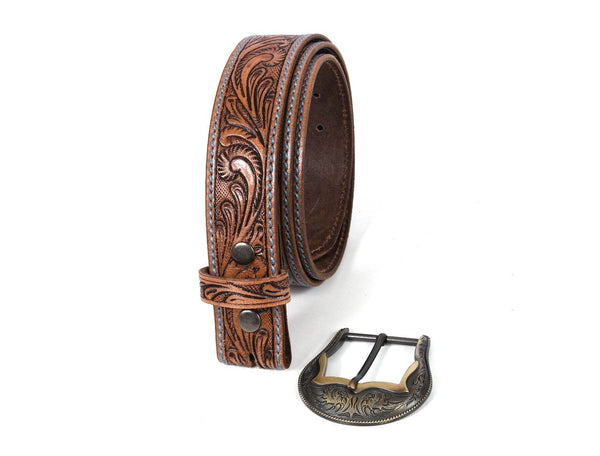 Carmel Leather Belt & Wallet Gift Combo - Brown - Aaron Leather Goods